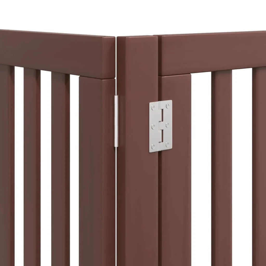 Cancelletto di sicurezza per animali domestici porta pieghevole 15 pannelli legno di pioppo marrone 02_0023210