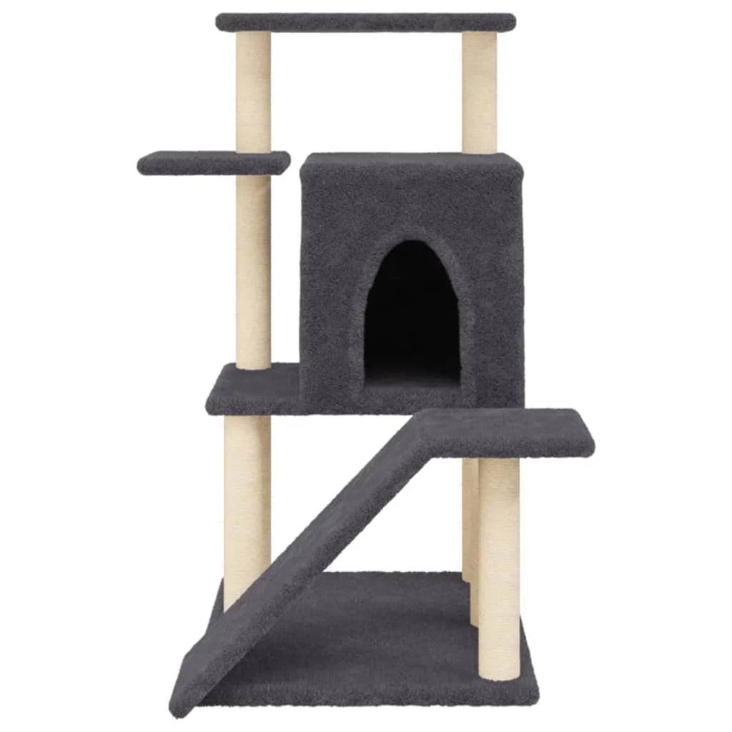 Tiragraffi per gatti torre per arrampicata giocattolo piattaforma per arrampicata con tiragraffi in sisal scuro 97 cm grigio 02_0022721