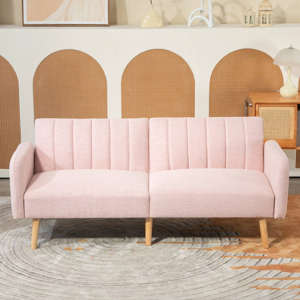 Divano letto 2 posti ¨C zephmum ¨C Tessuto rosa, struttura in legno