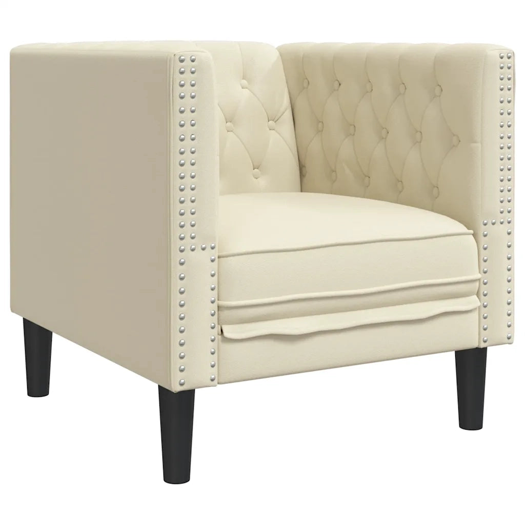 Poltrona Chesterfield Crema in Ecopelle 372653