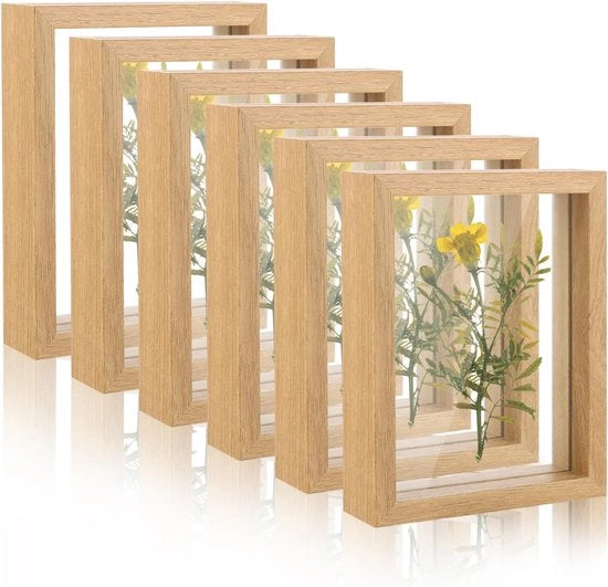 6 Pezzi di Cornici per Foto in Vetro - 7 x 5 Pollici Cornici per Foto a Doppio Vetro Flottante - Per Decorazione di Scrivania o Parete - Decorazione per Casa e Ufficio
