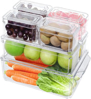 Organizzatore per frigorifero in plastica con coperchio, ripiegabile, libero da BPA, per la conservazione e l'organizzazione della cucina, contenitore trasparente per la dispensa e il frigorifero.