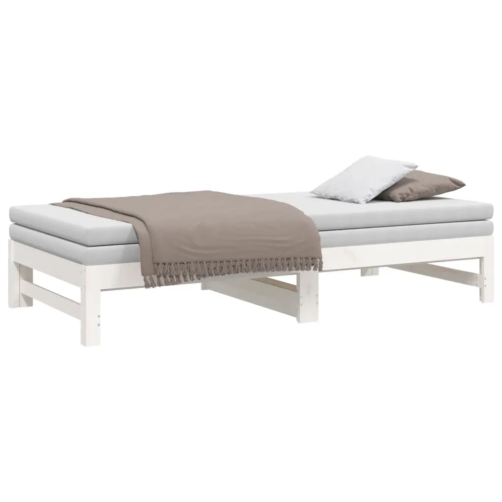 Dormeuse Estraibile Bianca 2x(90x190) cm Legno Massello di Pino 823415
