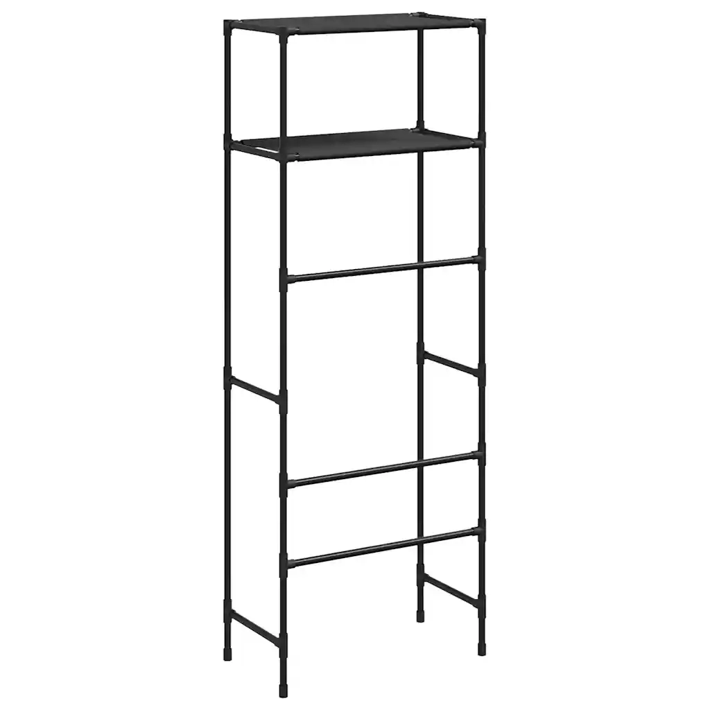 Rastrelliera per Bagno a 2 Livelli Nera 53,5x28x143 cm Ferro 343133
