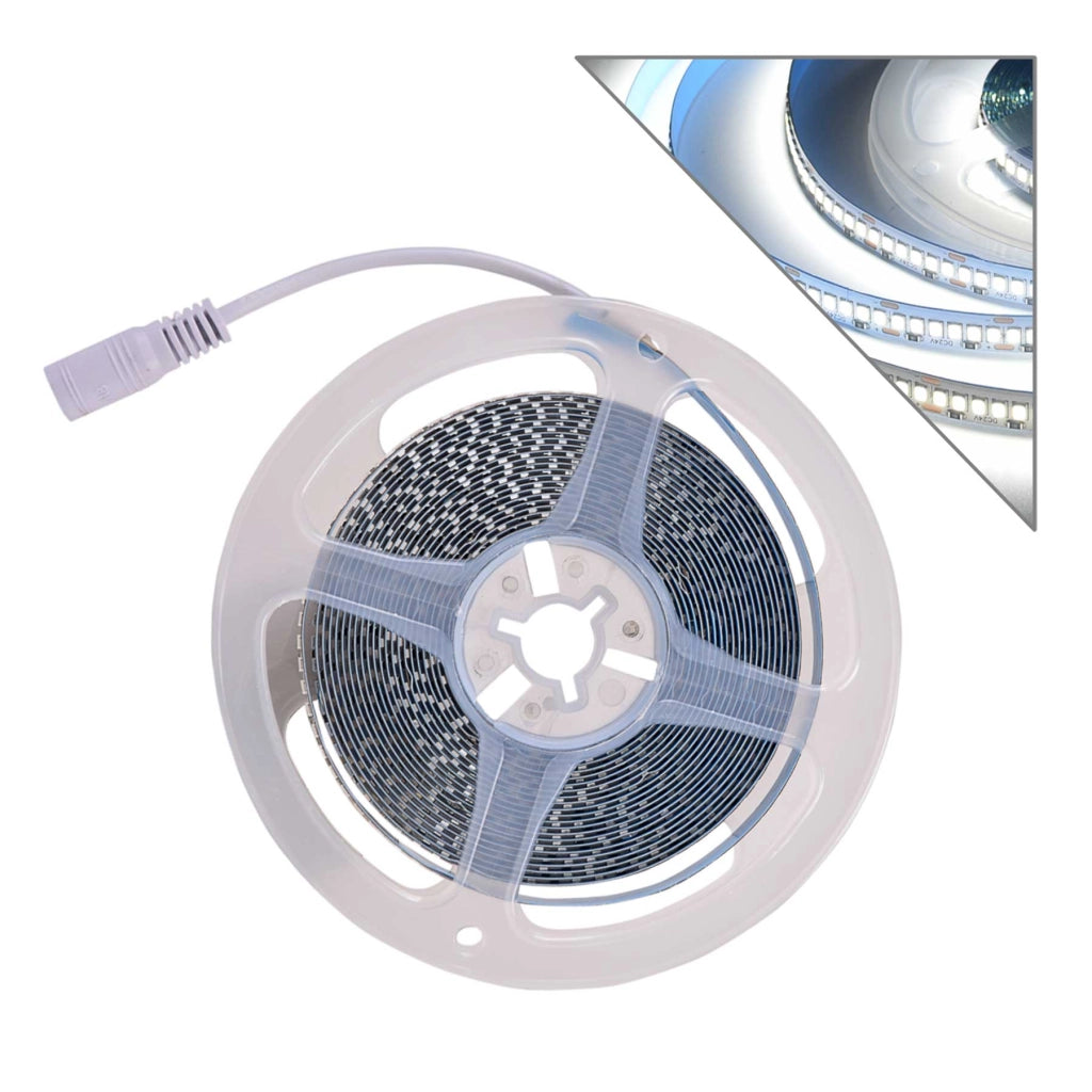 STRISCIA 24V IP20 240 LED/MT LUCE BIANCA 6000K - ALTA LUMINOSITA' FACILE INSTALLAZIONE CON BIADESIVO 3M