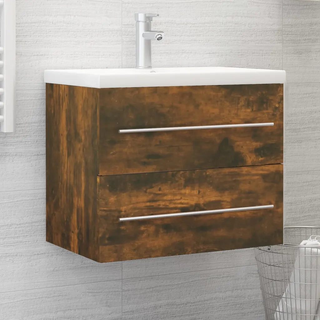 Mobile Lavabo-Armadietto da bagno Rovere Fumo 60x38,5x48 cm in Legno Multistrato
