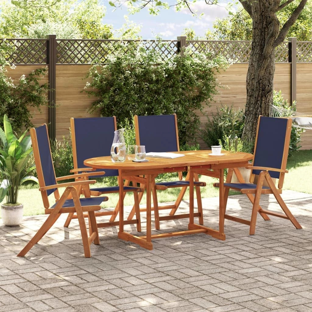 Set da pranzo da giardino 5 pezzi in legno massello di acacia e textilene, set tavolo e sedie da giardino, tavolo terrazza esterna e sedie, set terrazza, mobili da giardino esterno - 3279308
