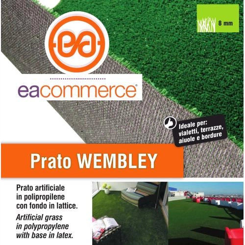 Erba Prato Sintetico Artificiale 8 mm Wembley 1x10 mt Tappeto Manto Erboso