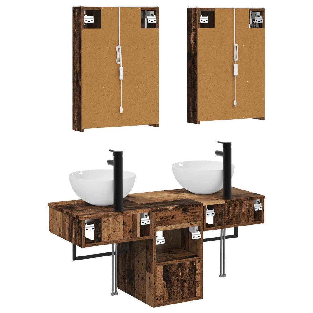 Set di Armadi da Bagno 5 pcs Legno antico 43 x 11,5 x 60,5 cm 3406293