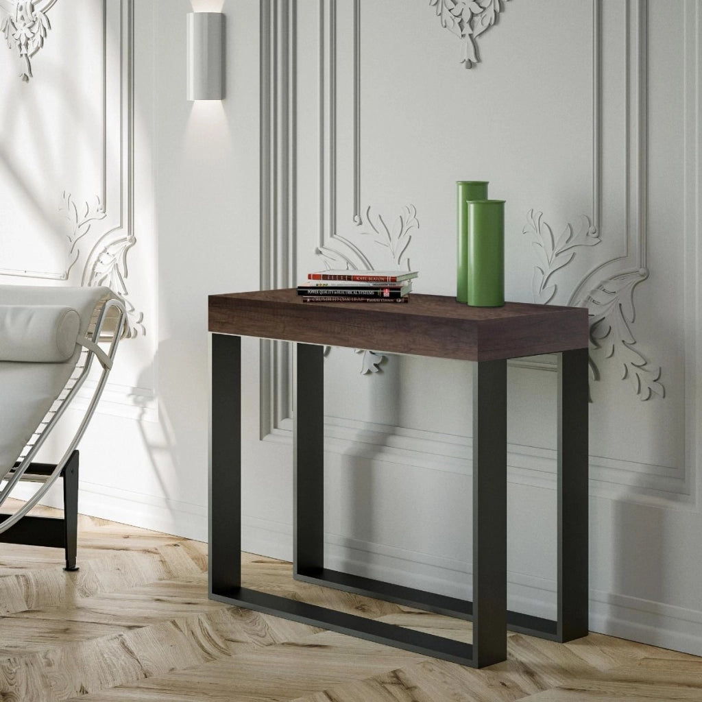 Consolle Allungabile 90-300x40x77 cm in Nobilitato Marrone