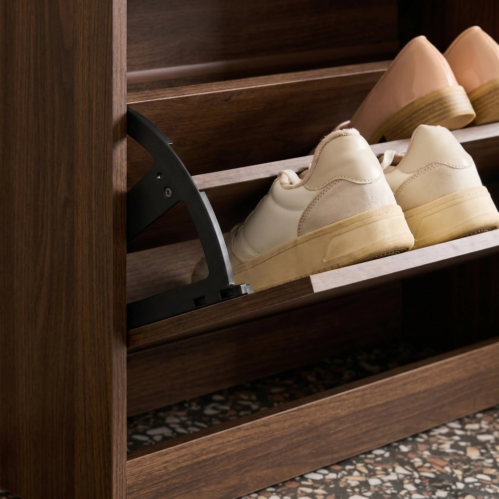 Scarpiera in legno, 3 ante, noce