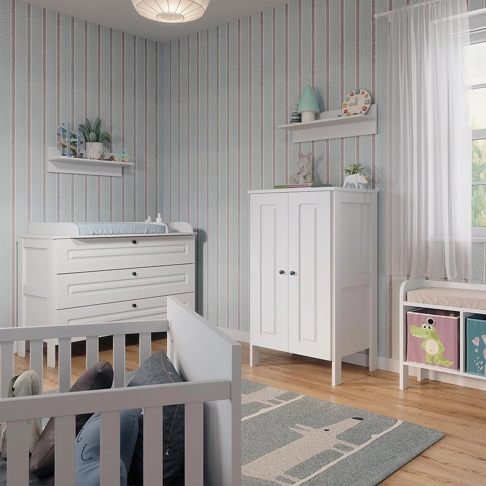 Guardaroba per bambini Ajaton, Bianco, 70 x 120.6 cm, adatto per riporre abbigliamento e accessori per bambini
