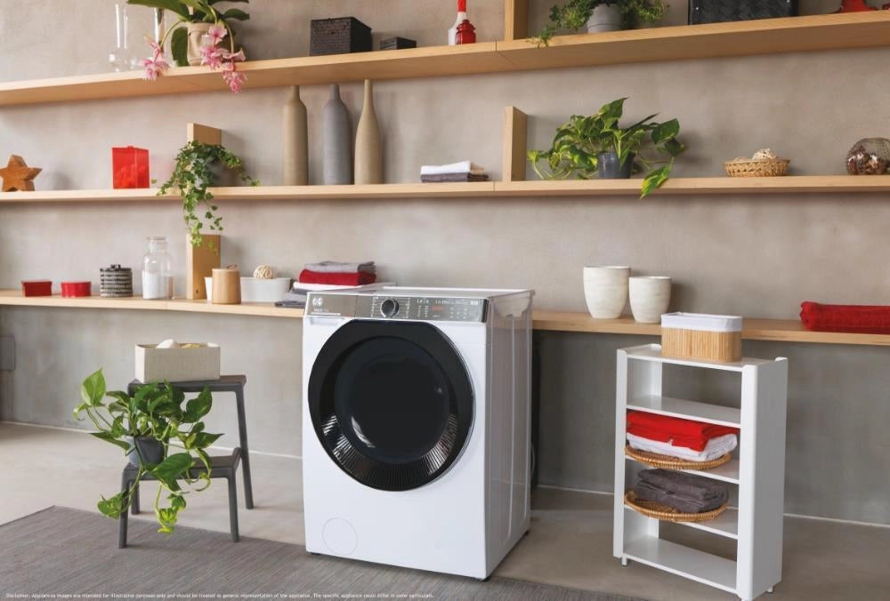 Hoover H-WASH&DRY 550 H-WASH 550, Lavasciuga Slim 8+5 KG, 30% più efficente della classe A, 1400 giri, Bianco, Inverter, Vapore, Wi-Fi, H5DPB 485BC9/1-S