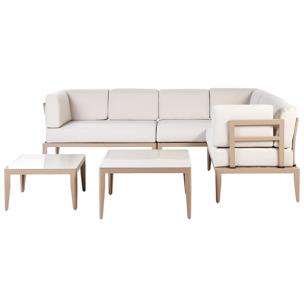 Set di copricuscini da giardino da seduta beige chiaro cuscini da esterno