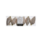 Kaemingk 9028602 Pigne di Natale Perla Glitterate Infrangibili 4.5x8 cm Set 6 Pezzi
