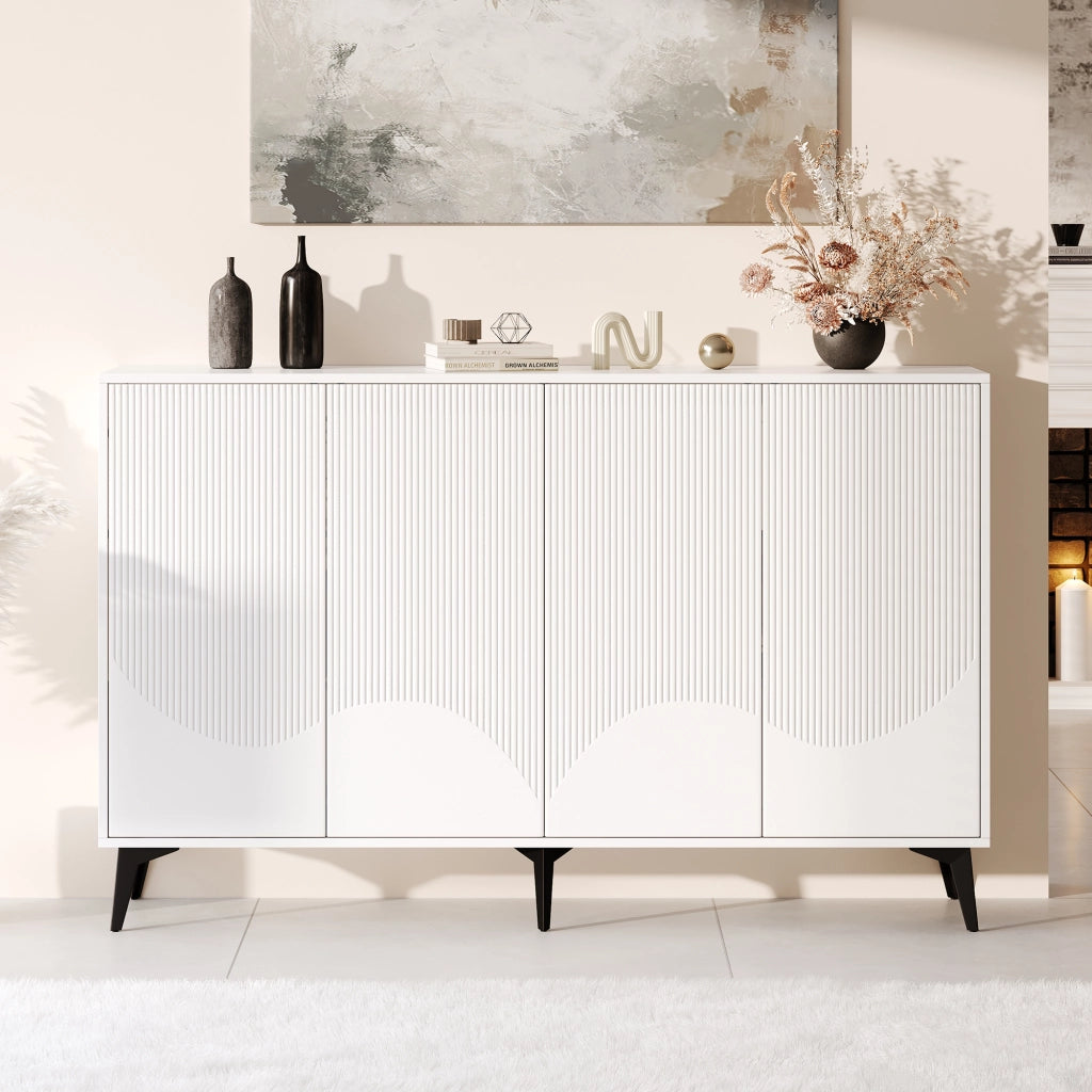 Credenza con 4 ante e ripiani regolabili - per soggiorno - in truciolare - bianco
