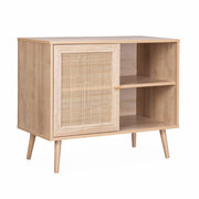 Credenza in cannage, 1 anta, 80cm, marrone naturale