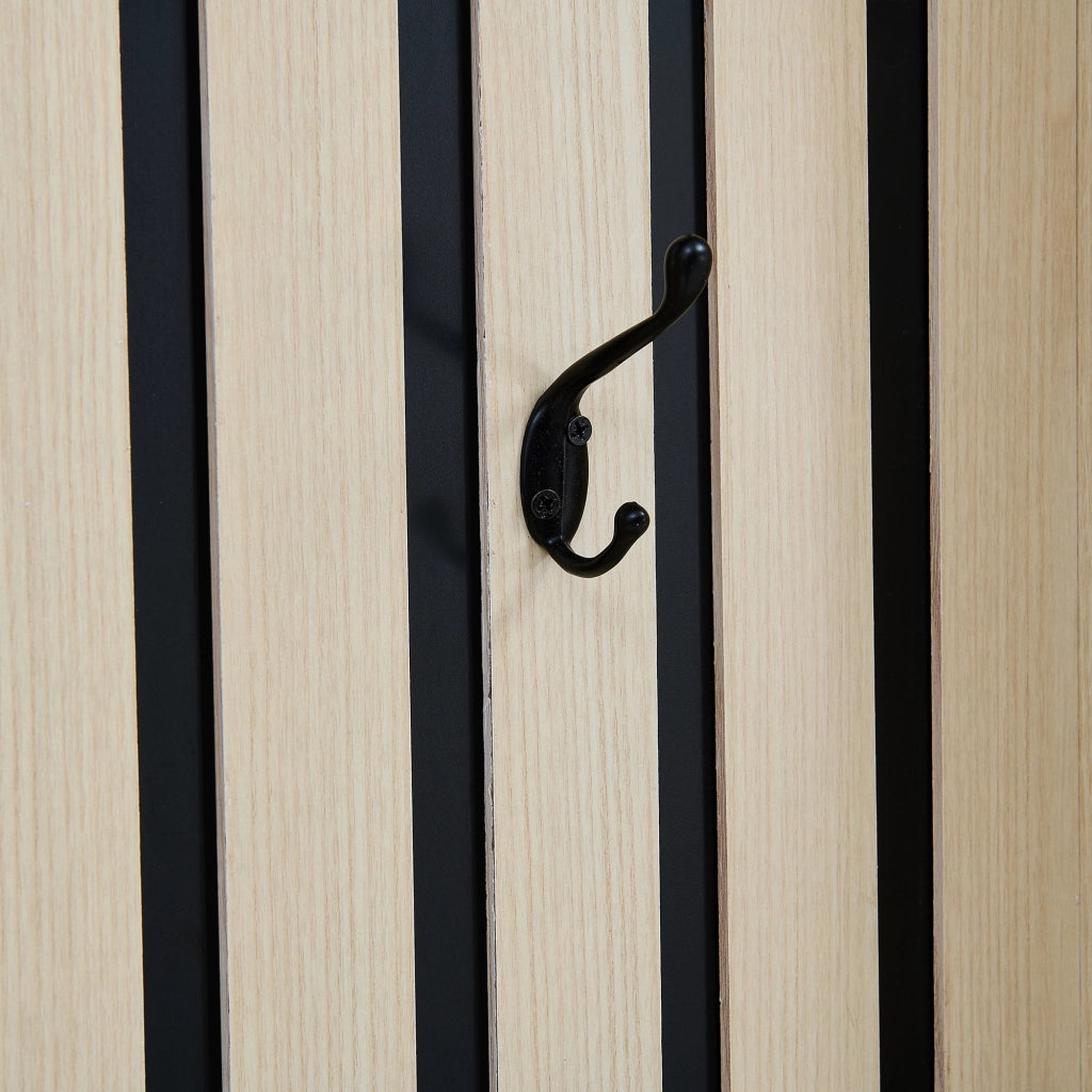 Mobili da ingresso con specchio, panca e 4 ganci, con scarpiera e asta estraibile, in MDF, stile moderno, legno