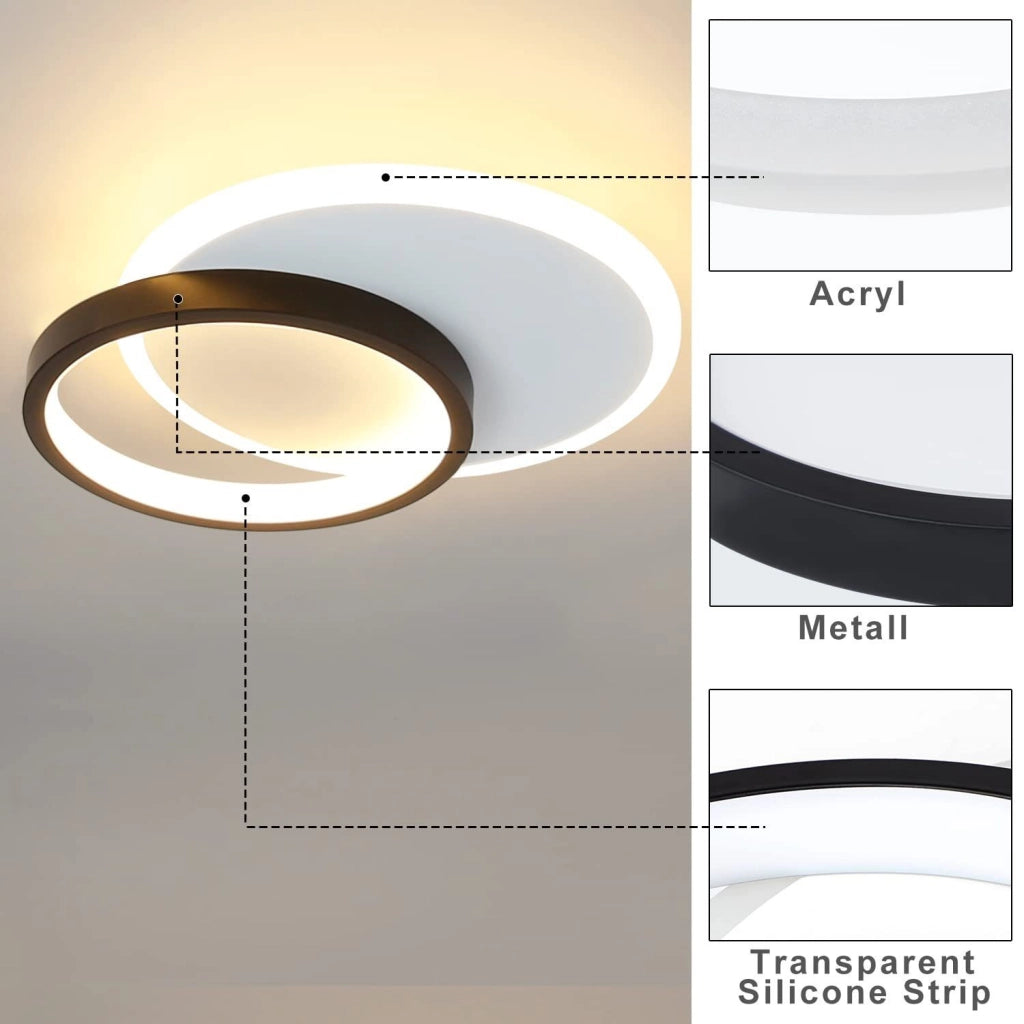 ZMH Lampada da soffitto LED design moderno bianco nero acrilico per soggiorno