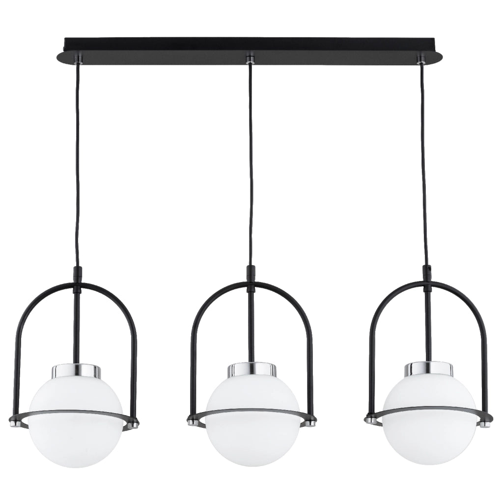 Lampadario LERIA Alfa nero con sfere bianche 3xE14