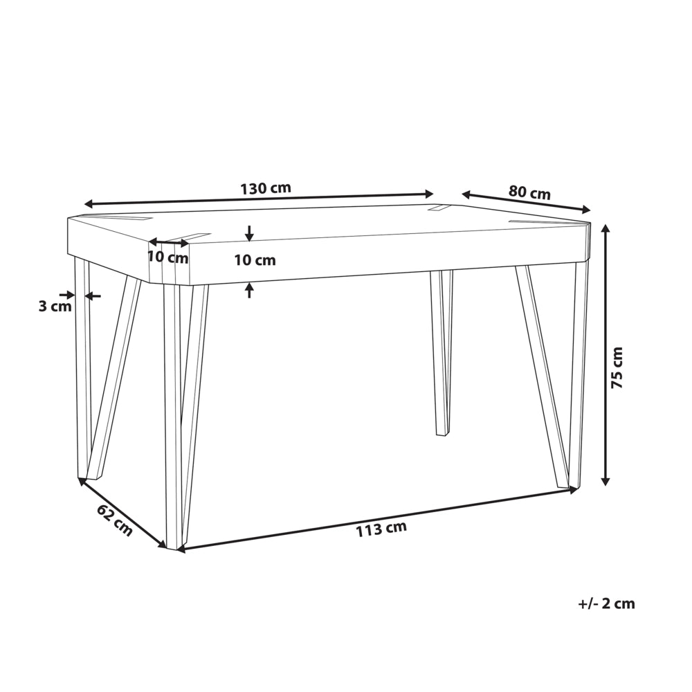 Tavolo da pranzo leggero piano in legno gambe in metallo Nero 130 x 80 cm 6 posti rettangolare industriale