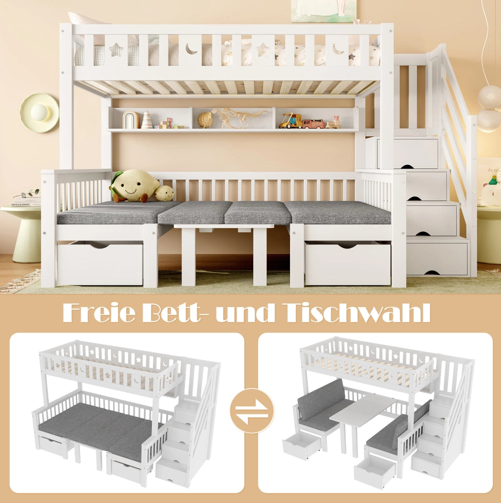 Letto a soppalco 90x200 cm con scrivania pieghevole
