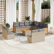 Set Divani da Giardino 12 pz con Cuscini Beige in Polyrattan