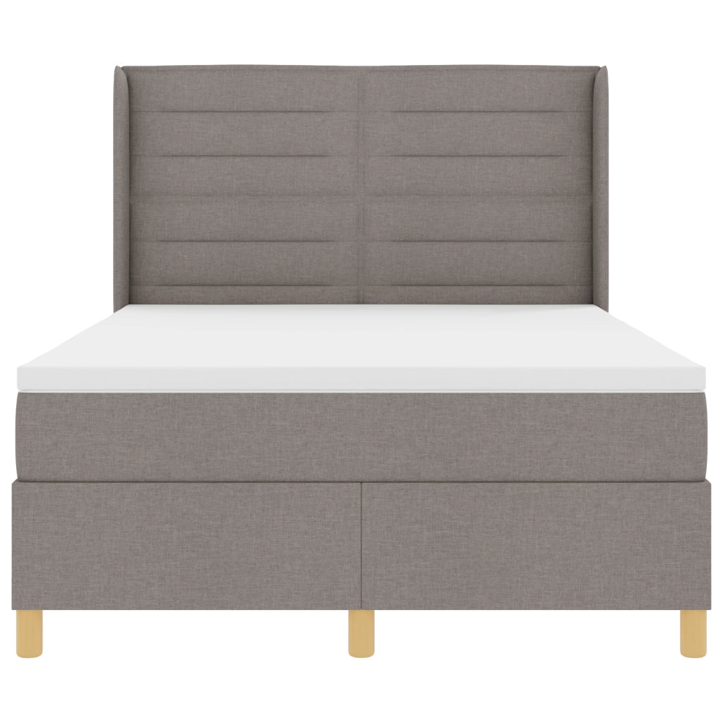 Letto Box Spring con Materasso Taupe 140x190 cm Tessuto