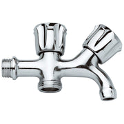 Trade Shop - Rubinetto Due Maniglie Attacco 1/2x3/4  52883 Doppio Attacco Sottolavabo -