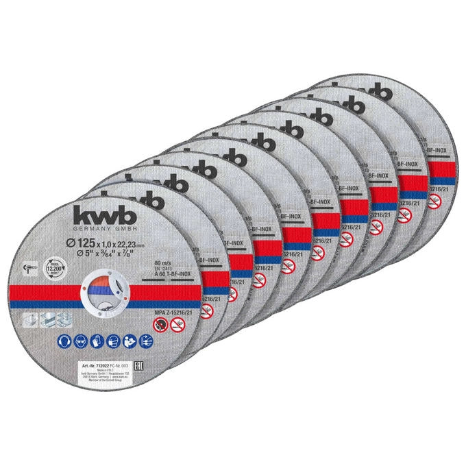 Kwb dischi abrasivi in fibra corindone, 125 mm, grana 100, ossido di alluminio, per smerigliatrice angolare, acciaio e metalli, confezione da 5 pezzi