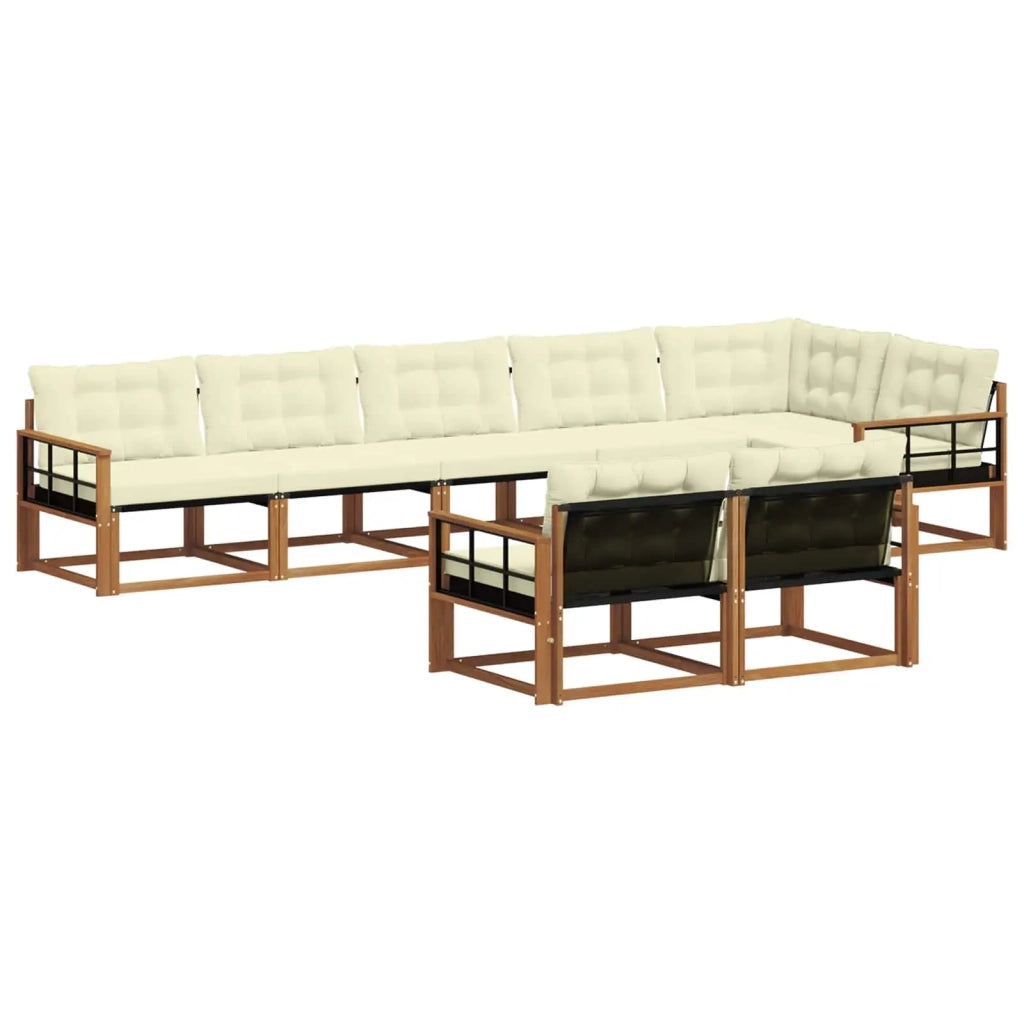 Set di divani da esterno con cuscino 8 pcs Naturale e Crema