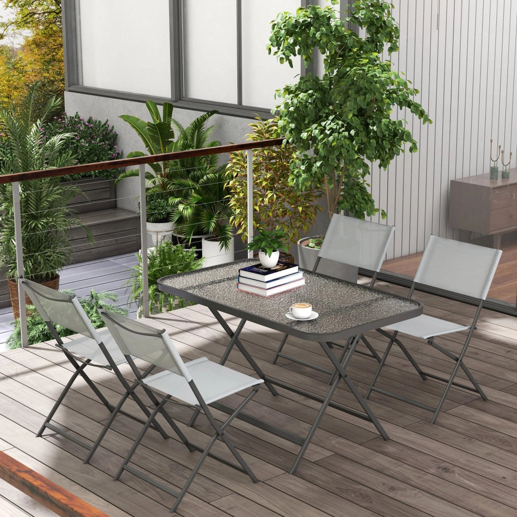 Set Giardino Tavolo e Sedie 5 Pezzi ¨C Zephmum ¨C Grigio, Pieghevole, Texteline