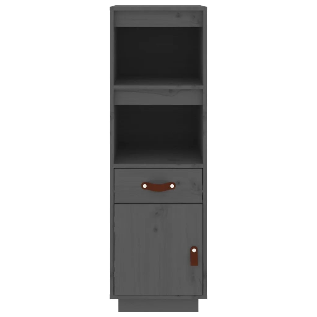 Credenza Grigia 34x40x108,5 cm in Legno Massello di Pino