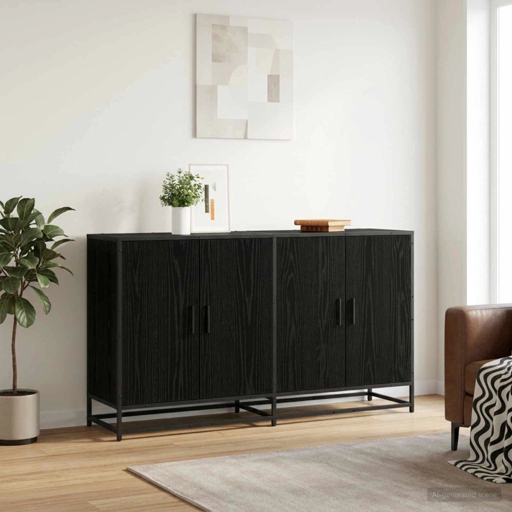 Credenza Rovere Nero 134 x 35 x 76 cm Legno ingegnerizzato 3446628