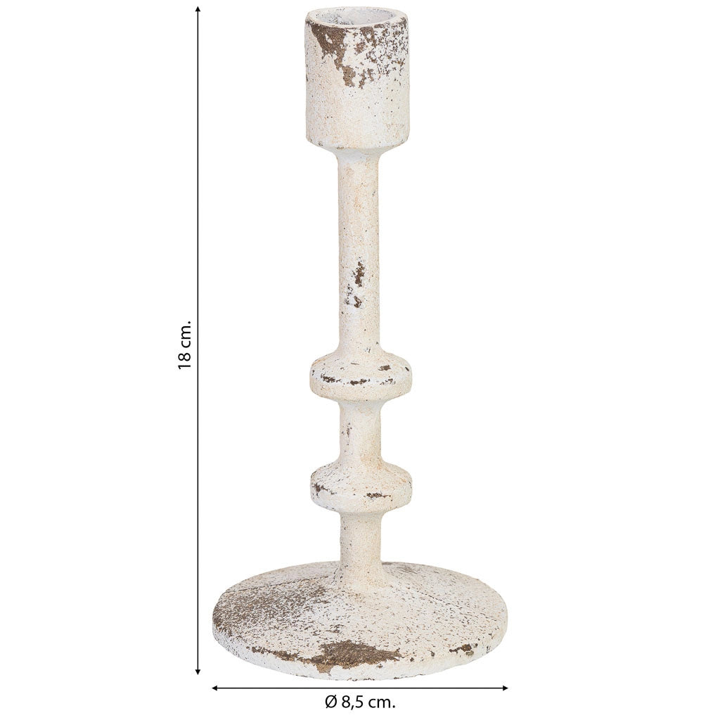 Candelabro in metallo bianco, 8,5x8,5x18 cm (altezza)