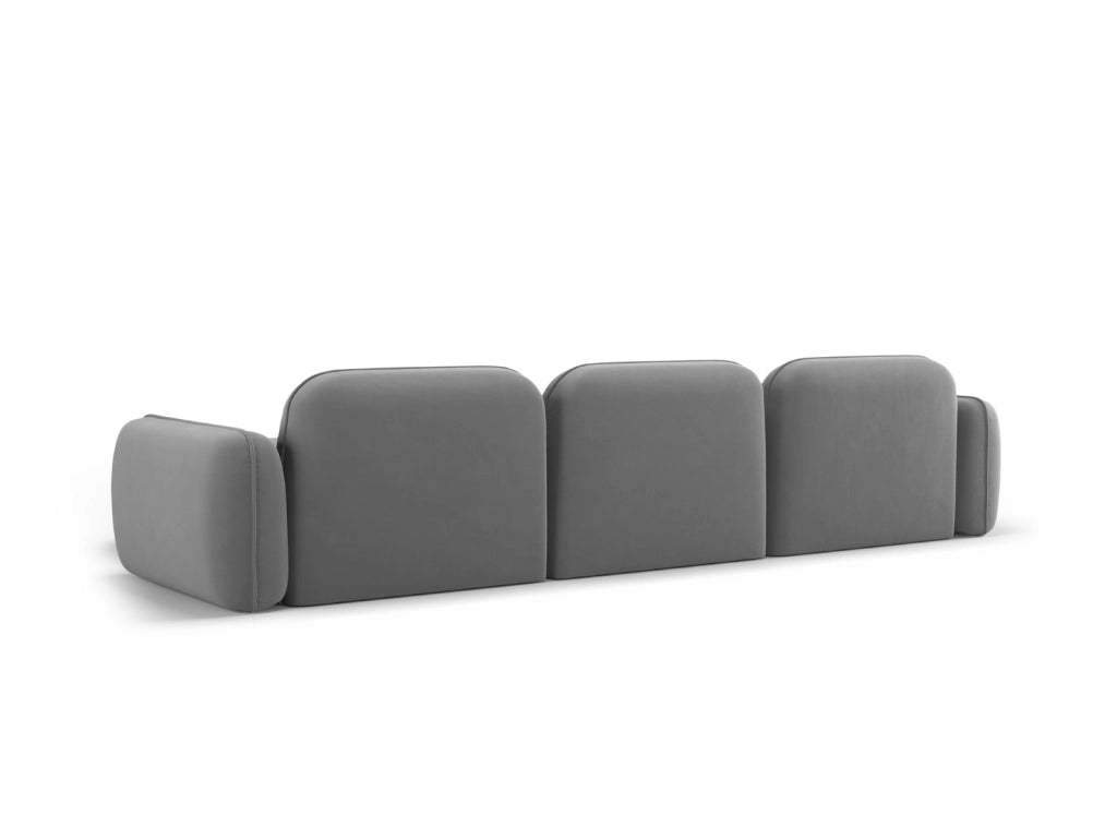 Cosmopolitan Design - Divano angolare modulare destro "Sydney" 4 posti in velluto grigio chiaro 