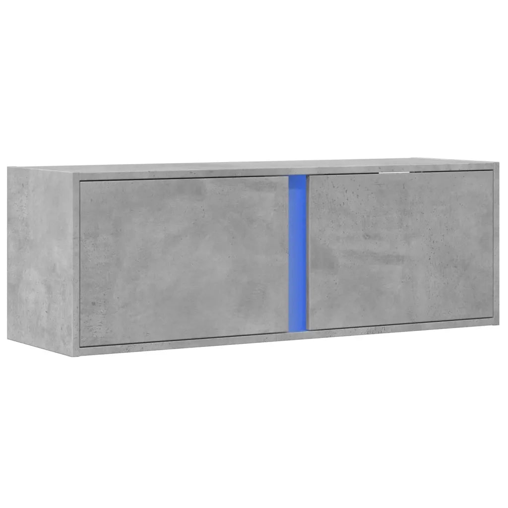 Mobile TV a Parete con Luci LED Grigio Cemento 100x31x35 cm 852267