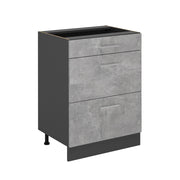 Vicco Mobiletto base per cucina Calcestruzzo 60 cm con cassetti, senza piano di lavoro