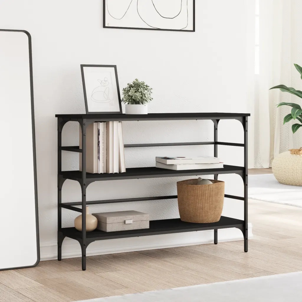 Tavolino Consolle Nero 100x32x75 cm in Legno Multistrato 839048