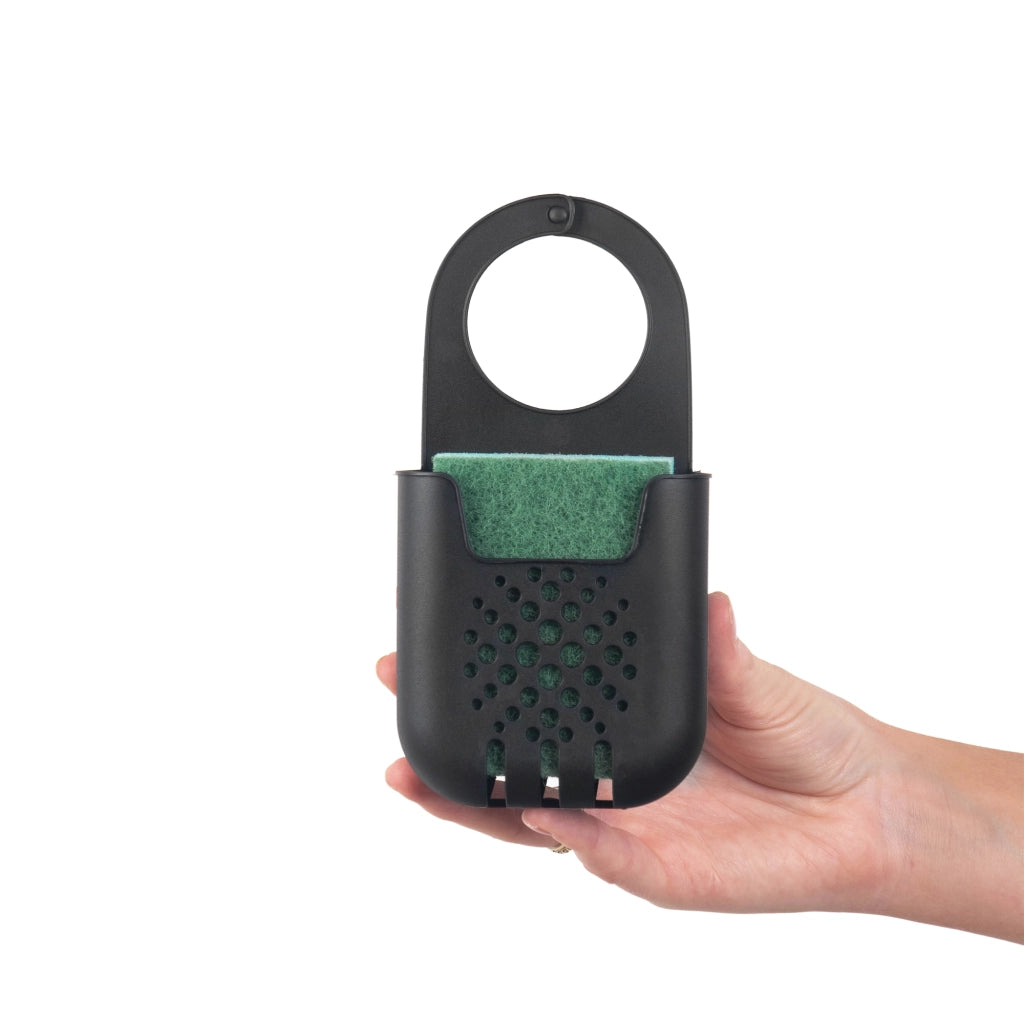KADAX Organizer per spugne da cucina, supporto per lavello con scatola portaoggetti, colore nero