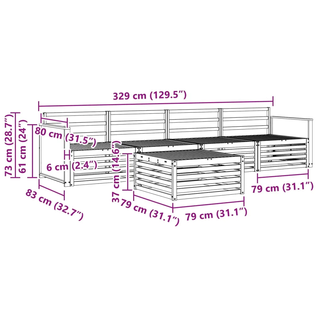 Set di divani da esterno 5 pz Naturale Legno di Acacia Massello 3382997