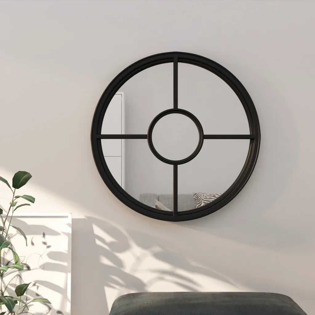 Specchio Nero 60x4 cm Rotondo in Ferro per Uso Interno 3093530