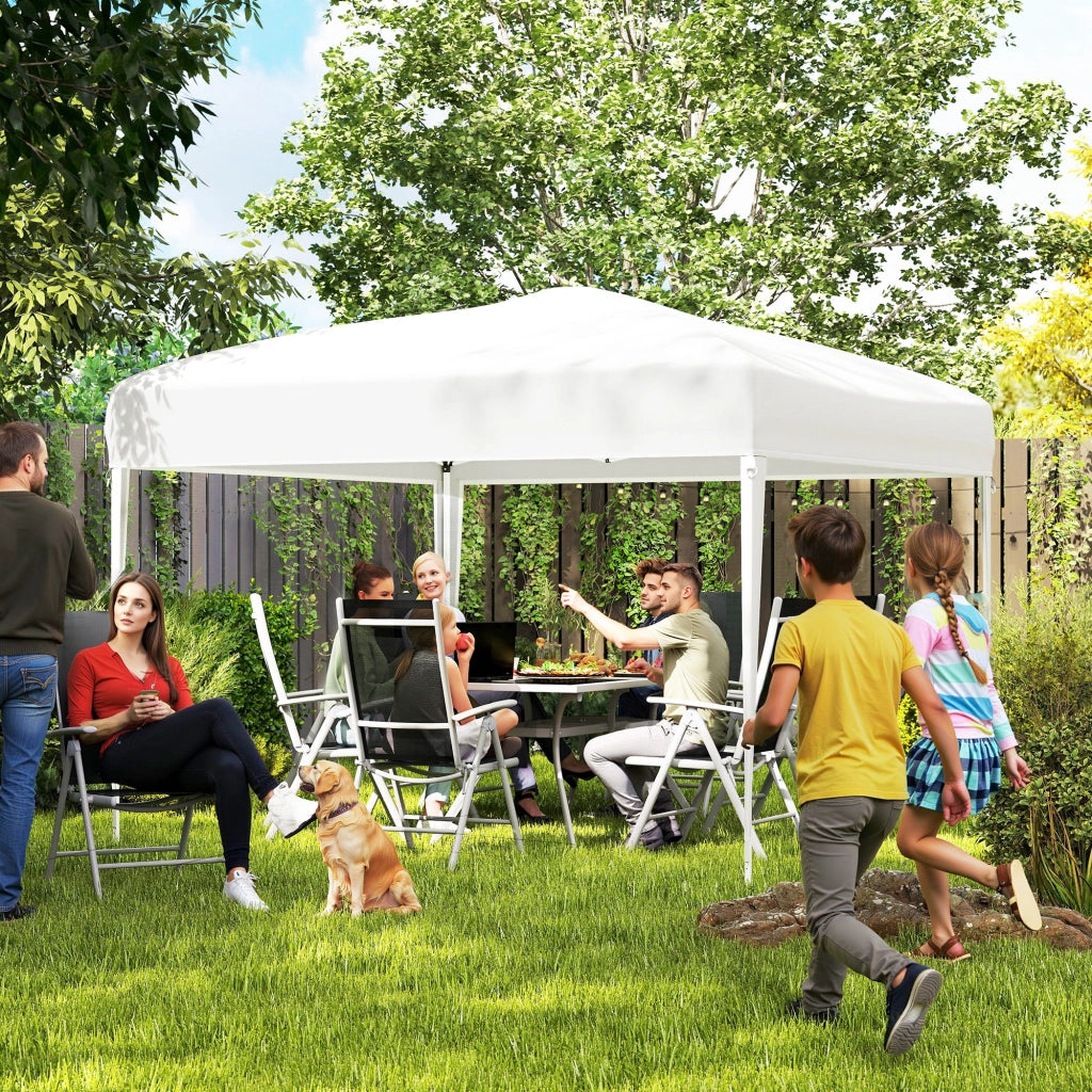 Gazebo Giardino Pieghevole 3x3m ¨C zephmum ¨C Oxford Bianco Acciaio