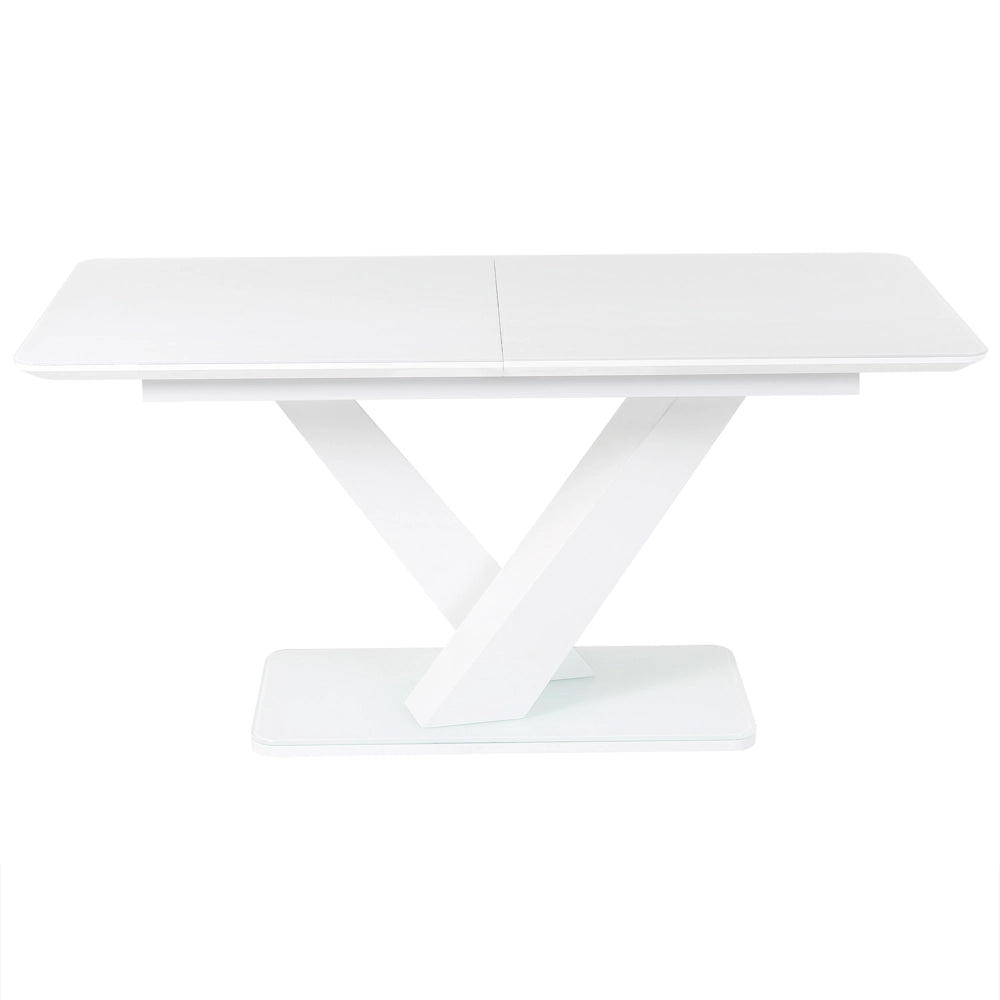 Tavolo Da Pranzo Allungabile Piano In Vetro Bianco MDF 160/200 x 90 cm Rettangolare