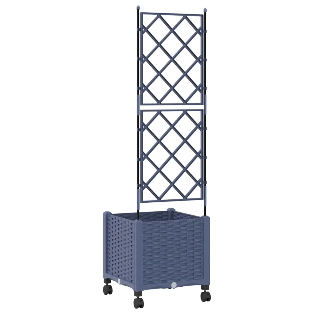 Vaso da giardino con grigliato e ruote Grigio 40 x 40 x 149 cm 3422941