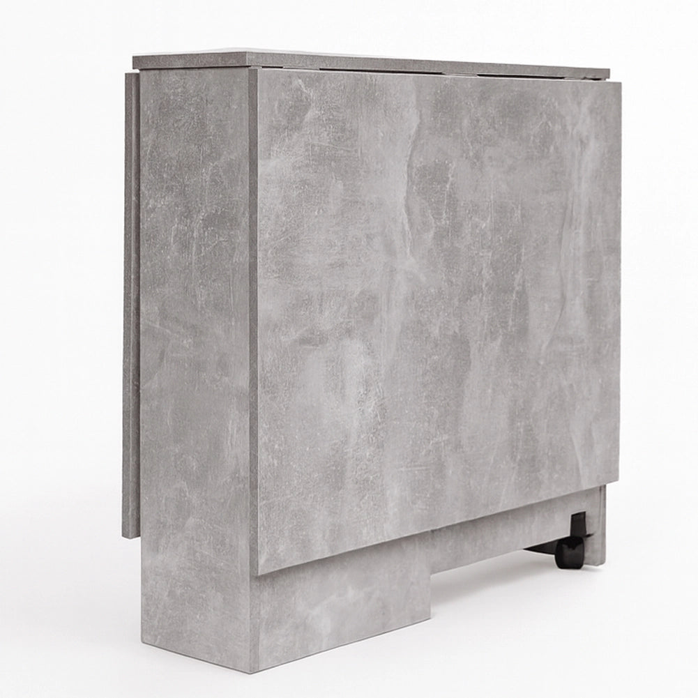 Tavolo da Pranzo Salvaspazio Scrivania Pieghevole con Ruote Cemento 140x75x74cm