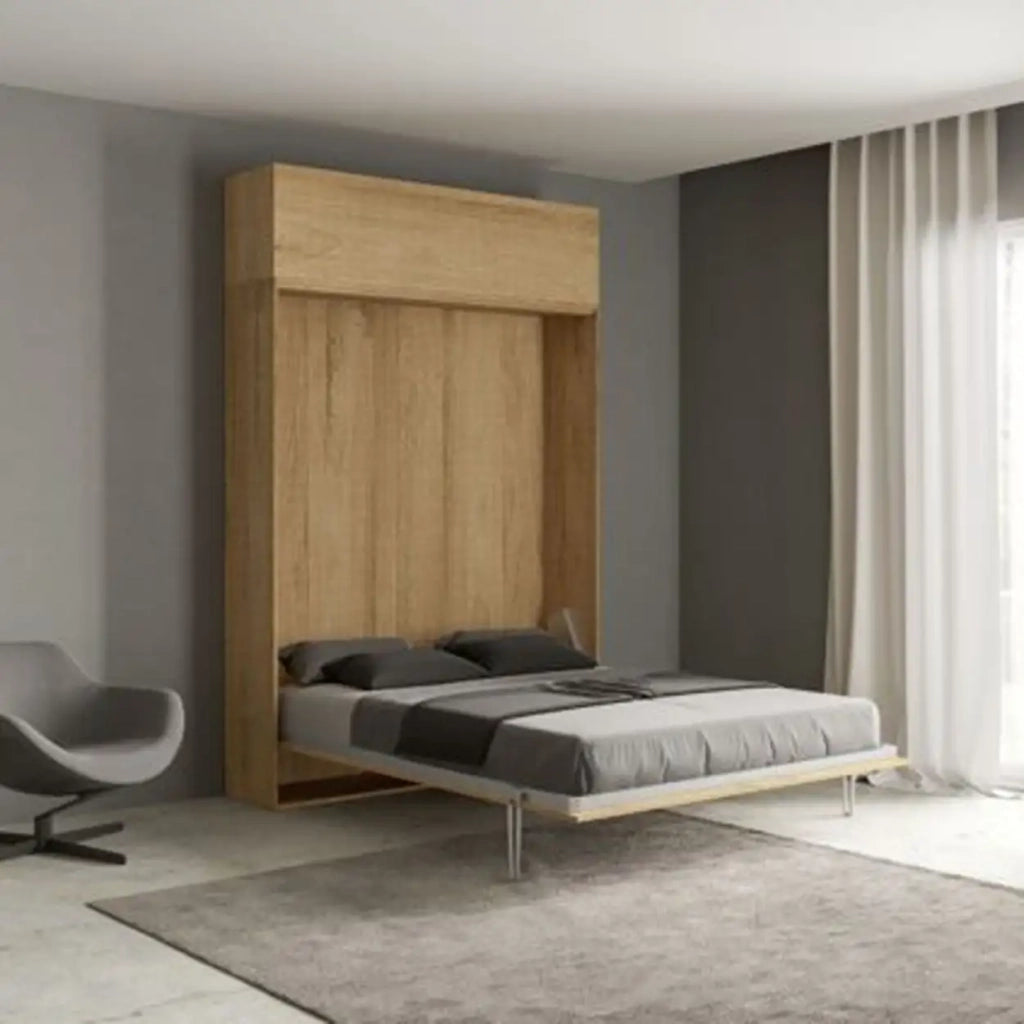 Letto matrimoniale a scomparsa 160 Kentaro con pensile quercia natura