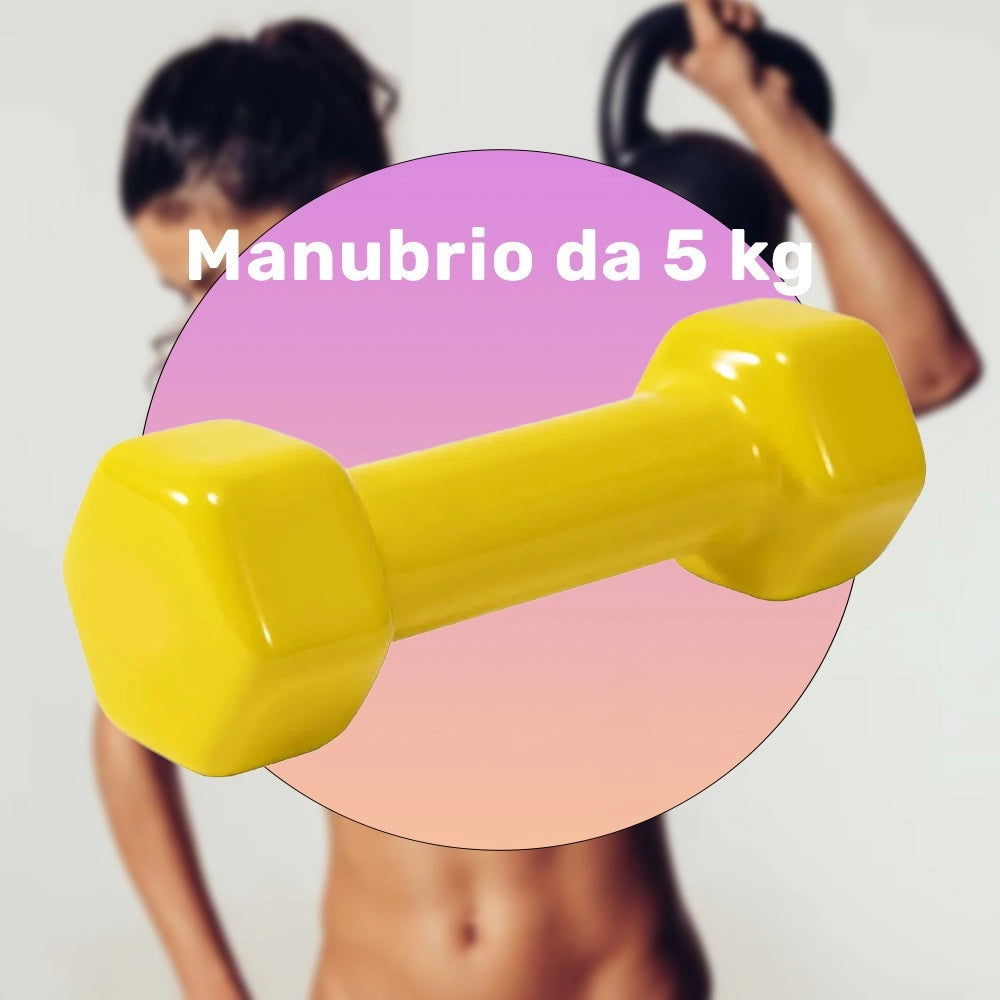 Trade Shop - Manubrio Singolo 5 Kg In Vinile Allenamento Esercizi Casa Palestra Workout Fit -