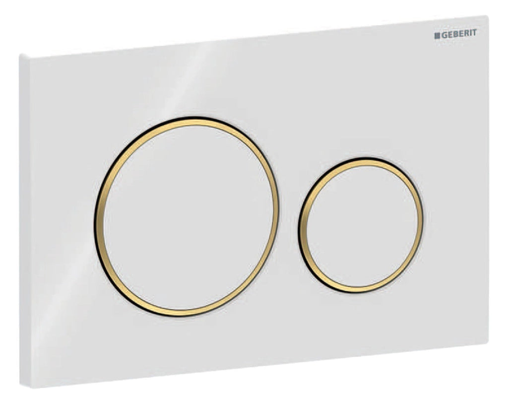 Placca di Comando SIGMA20 Doppio Tasto Bianco Dorato Geberit