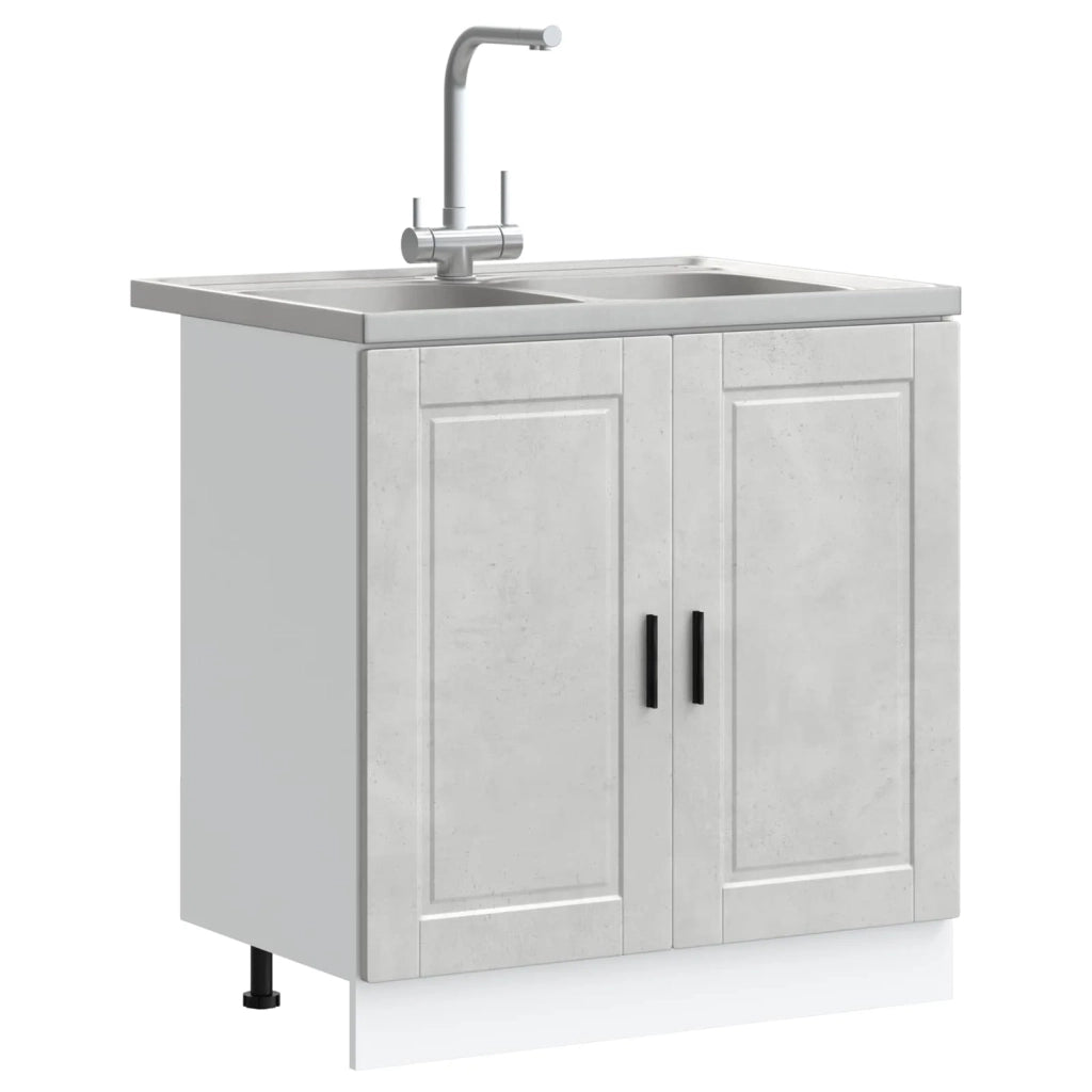 Mobiletto per lavabo Porto 2 pz Grigio 80 x 46 x 81,5 cm 3315025